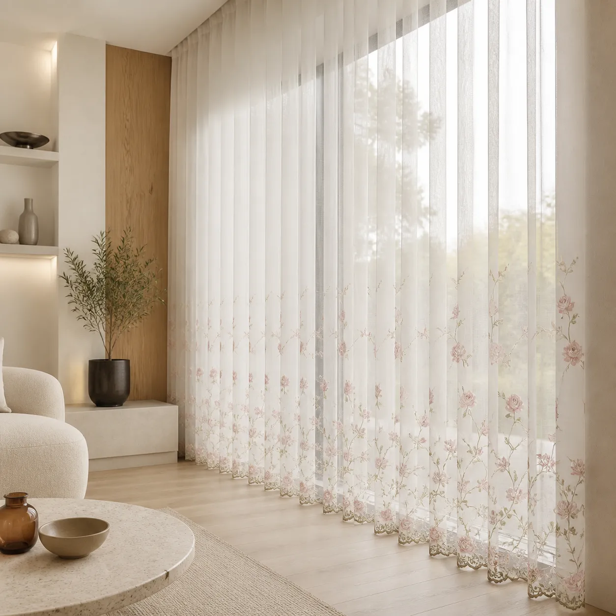 Rosa Tül Perde - Pencere ve Mekan Görünümü