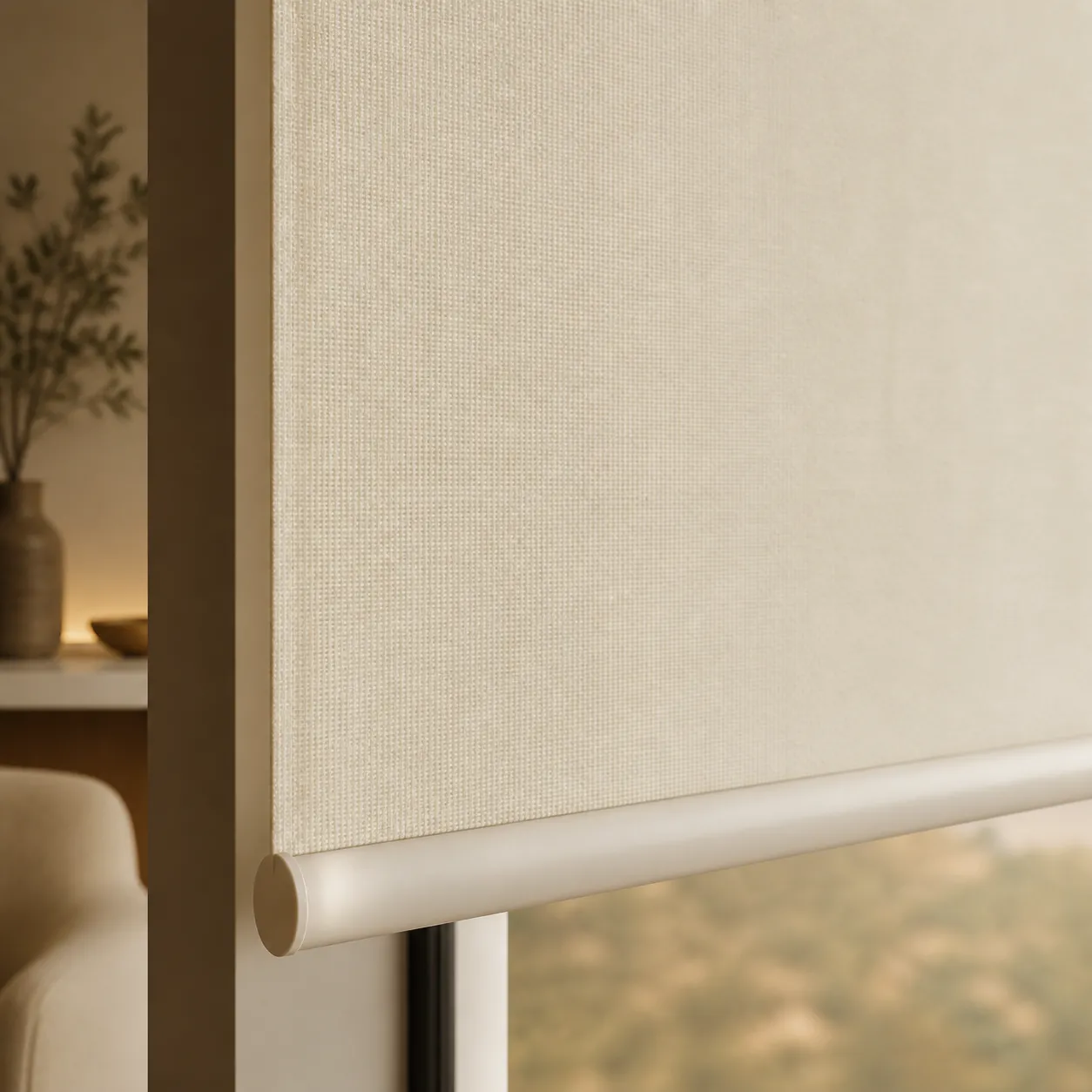 Stor Perde Mat Ekru Kirik Beyaz - Kumaş Dokusu ve Pile Detayı